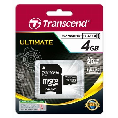 Carte microSDHC Classe 10 de 4Go de Transcend