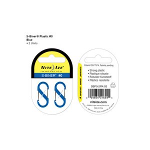 NITE IZE S-BINER PLASTIC SIZE #0 - 2 PACK BLUE