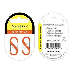 S-Biner de taille #0 en plastique, 2 emballés de Nite Ize - Orange
