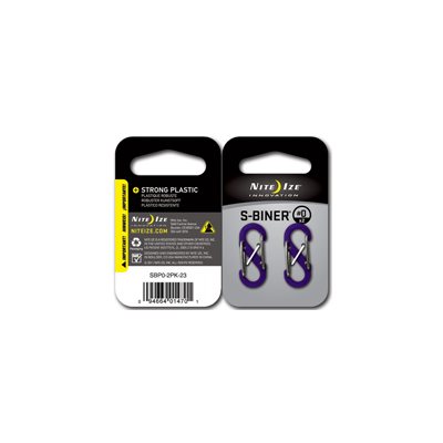 NITE IZE S-BINER PLASTIC SIZE #0 - 2 PACK PURPLE