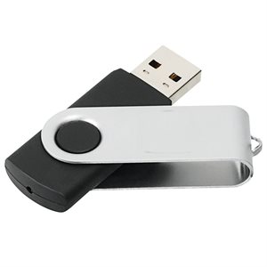 Clé USB 8GB pivotante NOIR USB 2.0 - polybag