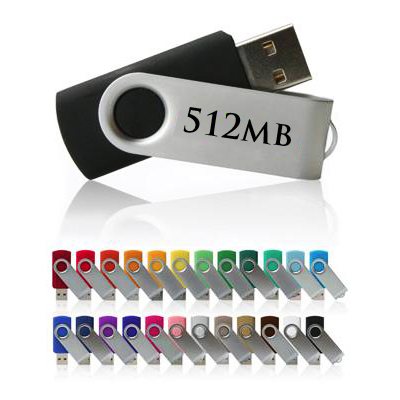 Swivel USB Drive - 512MB - with 1 Colour Logo