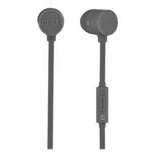 IHOME RUBBERIZED NOISE ISOLATING EARPHONES W/MIC & POUCH IB23G (GREY) ENG ONLY