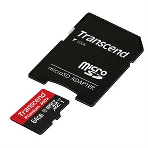 MicroSDXC 64Go UHS-I Premium 400X (adapteur inc.) de Transcend