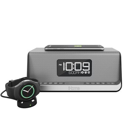 IHOME *Eng* BT, STEREO, DUAL CHARGING, WIRELESS CHARGING,DUAL ALARM CLOCK AND 2.1A USB CHARGING PO