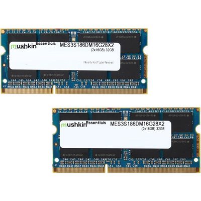 MUSHKIN 32GB (2 x 16G) 204-Pin DDR3 SODIMM DDR3L 1866 (PC3L 14900) Laptop Memory