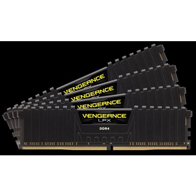 CORSAIR 16GB (KIT OF 4) 2666MHZ DDR4 DIMM 16-18-18-35 VENGEANCE LPX BLACK HEAT 1.20V