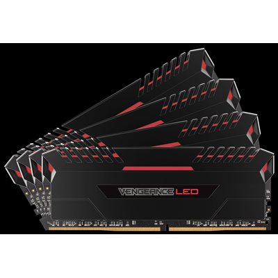 CORSAIR 64GB (KIT OF 4) 3000MHZ DDR4 DIMM 15-17-17-35 VENGEANCE BLACK HEAT 1.35V RED LED