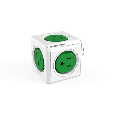 POWERCUBE ORIGINAL - 5 OUTLETS - WITH   SURGE  - GREEN - CETL