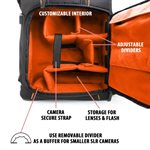 Sac à dos professionnel USA GEAR pour appareil photo reflex numérique et ordinateur portable ORANGE