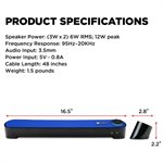 ACCESSORY POWER GOgroove SonaVERSE UBR Computer Sound Bar Speaker System BLUE