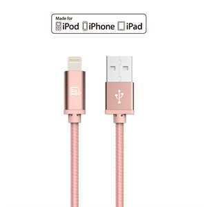 LAX Apple 4FT MFi Certified Durable Braided Nylon Lightning Cables-ROSE GOLD - ENG ONLY
