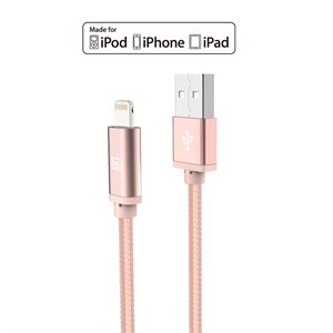 LAX Apple 6FT MFi Certified Durable Braided Nylon Lightning Cables-ROSE GOLD - ENG ONLY