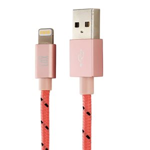 LAX 6FT Ltd. Ed. Apple MFi Certified Durable Braided Nylon Lightning Cable-PINK - ENG ONLY