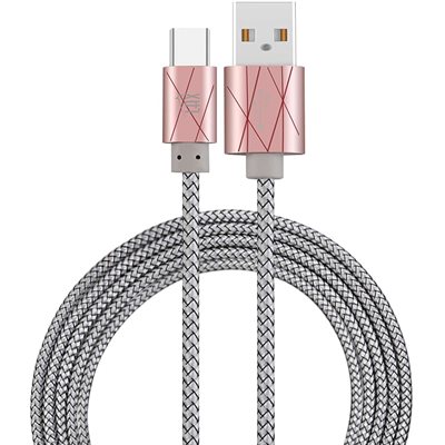 LAX 6FT Durable Braided Nylon USB-C to USB-A Cable - PINK RIBBON - ENG ONLY