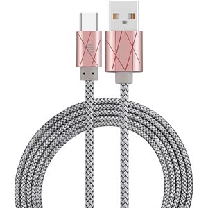 LAX 6FT Durable Braided Nylon USB-C to USB-A Cable - PINK RIBBON - ENG ONLY