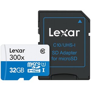 LEXAR 32GB HIGH-PERFORMANCE 300X MICROSDHC/MICROSDXC UHS-I  W/ ADAPTER