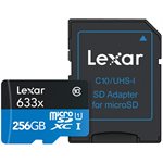 Lexar 256GB High-Performance 633x UHS-I microSDXC Memory Card with SD Adapter