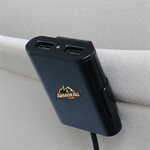 ARMORALL 7.2Amp 4 Port Car Charger with Hub Black