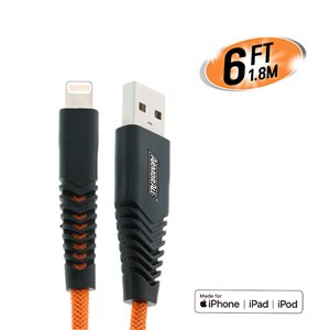 ARMORALL 6ft Lightning USB Cable Orange