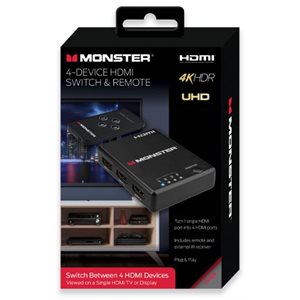MONSTER Essentials 4-Port HDMI Splitter Switch & Wireless Remote Control