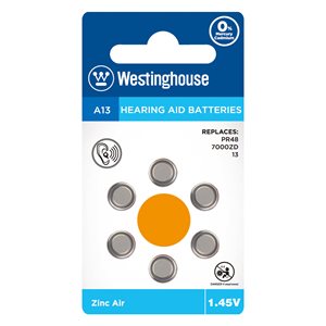 Westinghouse A13 Zinc Air battery for Hearing Aid (6 pcs per blister)