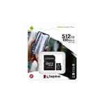 Carte MicroSDXC Kingston de 512GO Canvas Select Plus 100R A1 C10 + Adaptateur