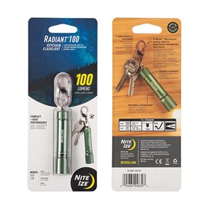 NITE IZE Radiant 100 Keychain Mini Flashlight (100 Lumens) - Olive