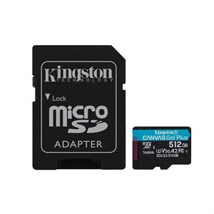 KINGSTON 512GB microSDXC Canvas Go Plus 170R A2 U3 V30 Card + ADP