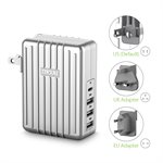 Zendure A-Series 4-Port 45W Wall Charger with PD & US UK EU Plug Silver ENG Only PKG