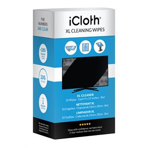 Lingettes nettoyantes iCloth iCXL10 à base d'Alcool isopropylique - 10 lingettes XL
