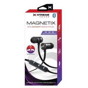 Xtreme Magnetix Bluetooth Metal Earbuds with built in mic- Black