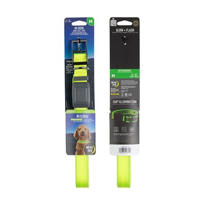 NITE IZE NiteDog Rechargeable LED Collar - M - Lime/Green LED