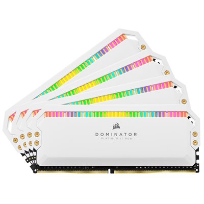 CORSAIR DOMINATOR PLATINUM RGB 32GB (4x8GB) DDR4 3200 (PC4-25600) C16 1.35V Desktop Memory - White