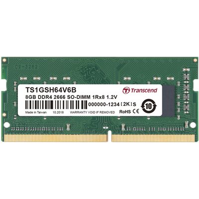 TRANSCEND 8GB DDR4 2666Mhz SODIMM 1Rx8 IND 1Gx8 CL19 1.2V