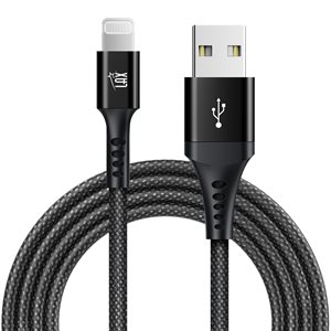 LAX 4FT Apple MFi Certified Durable Braided Nylon Lightning Cables - Black