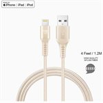 LAX 4FT Apple MFi Certified Durable Braided Nylon Lightning Cables - Gold