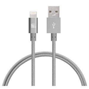 LAX 4FT Apple MFi Certified Durable Braided Nylon Lightning Cables - Gray