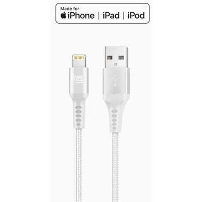 LAX 4FT Apple MFi Certified Durable Braided Nylon Lightning Cables - Silver