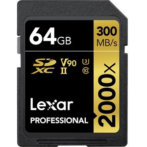 Lexar Professional SDXC 2000X 64GB Card Only UHSII BL Class 10 U3 V90