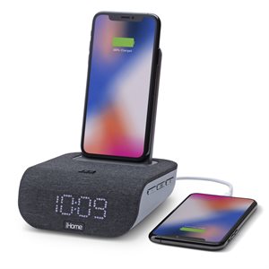 iHome  iBTW20 Dual Charging Bluetooth Alarm Clock with Wireless and USB Charging
