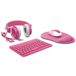 Aduro Home School Kit - BT Keyboard, Volume Control Headphones, Mousepad, Wireless MousePink-ENG PKG