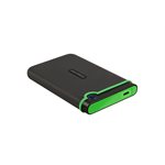 Disque dur externe Transcend de 4TO 2.5'' USB 3.1 Storejet M3C avec finition anti-chocs Gris/vert USB-C (inclus aussi cable USB-A)