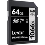 Lexar 64GB Professional 1066x SDXC UHS-I Card SILVER Series