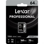 Lexar 64GB Professional 1066x SDXC UHS-I Card SILVER Series