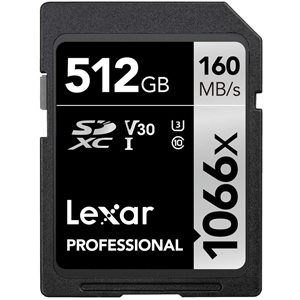 Lexar 512GB Professional 1066x SDXC UHS-I Card SILVER Series