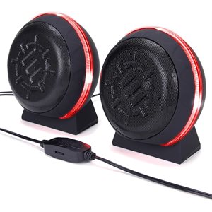 ACCESSORY POWER ENHANCE USB LED Gaming Speakers w/In-Line Volume Control&Powerful 5W Drivers-Red