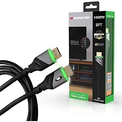 Monster - High Speed 4K HDMI Cable with green LED - 6ft