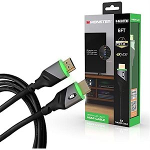 Monster - Câble HDMI 4K haute vitesse avec LED vert - 6pieds