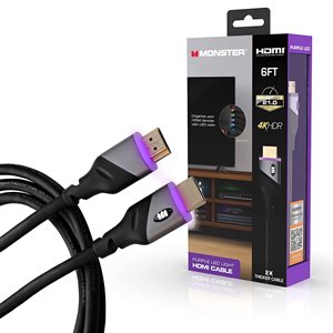 Monster -High Speed 4K HDMI Cable with purple LED - 6ft